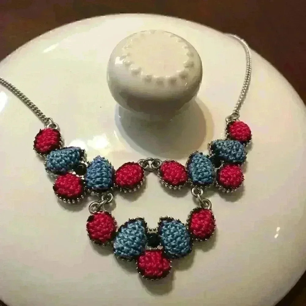 NEW
UNDEFINED PINK And Blue Hand Embroidered Necklace - New